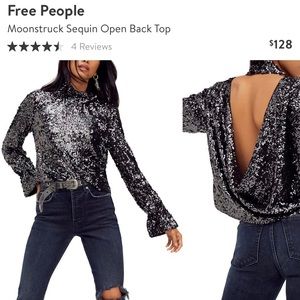 NWT Free People open back sequin blouse